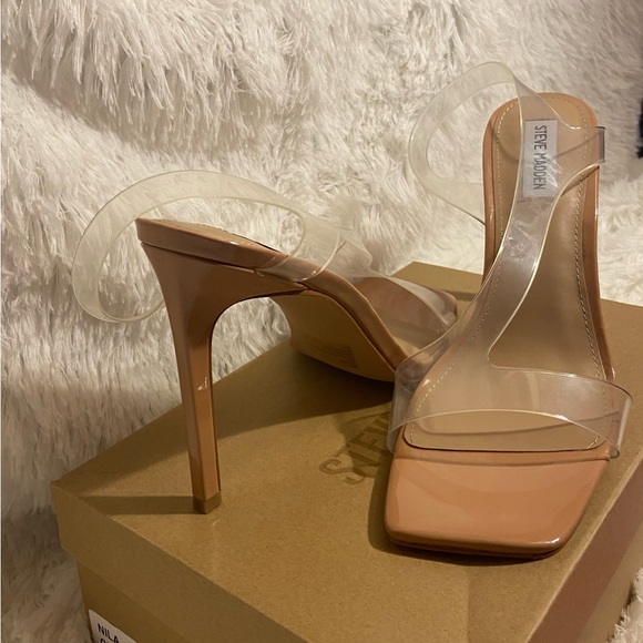 STEVE MADDEN Clear Slingback Open-Toe Heels. Size 11 - Picture 3 of 4